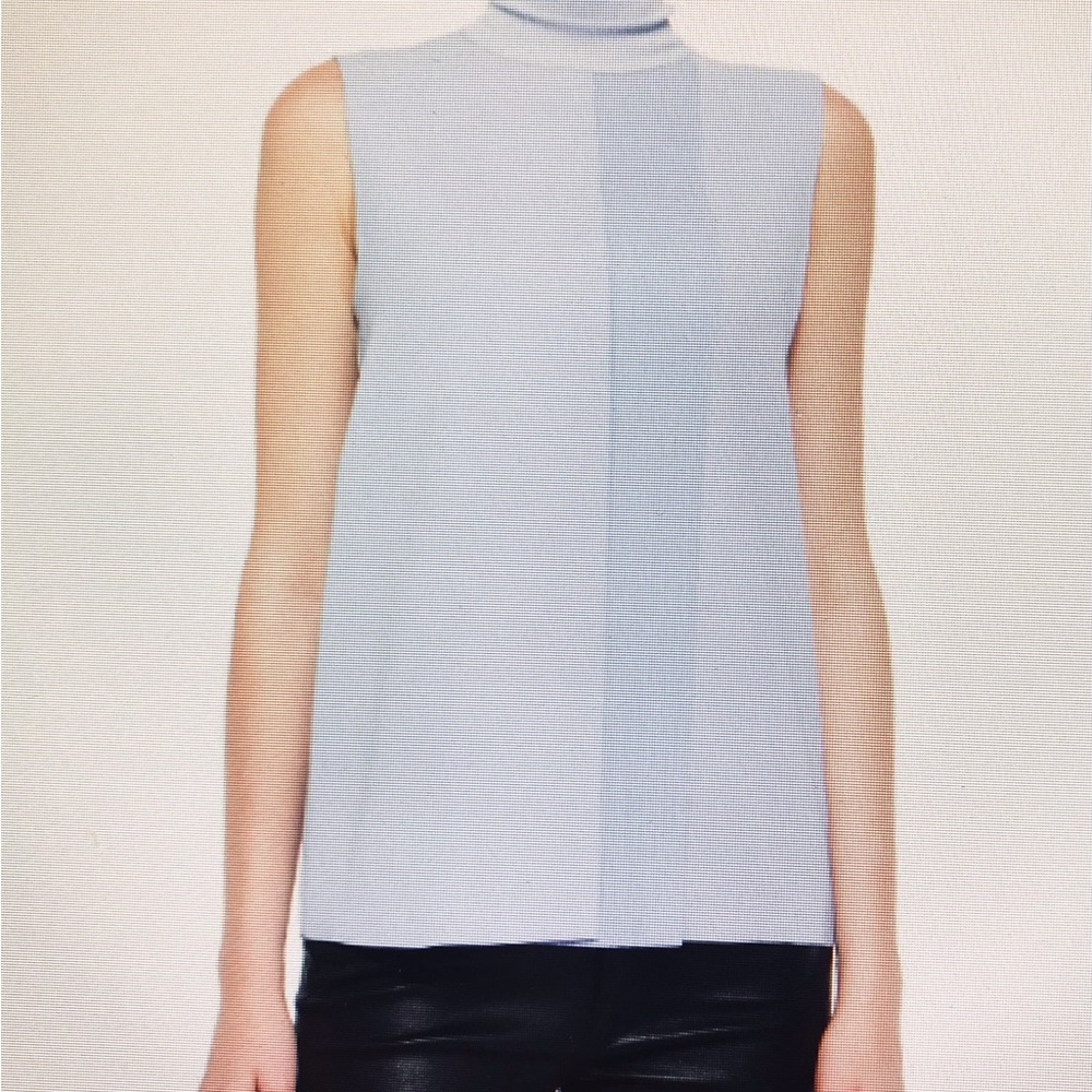 Ann Taylor Turtleneck Tank Sweater Light Blue Sleeveless Size Medium